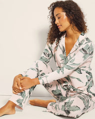 Soma / Long-Sleeve Printed Notch Collar Pajama Top BLOOM BREEZE G SEPIA ROSE