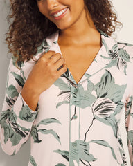 Soma / Long-Sleeve Printed Notch Collar Pajama Top BLOOM BREEZE G SEPIA ROSE