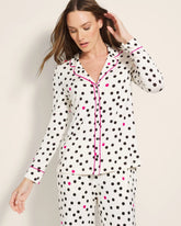 Soma / Long-Sleeve Printed Notch Collar Pajama Top FANCIFUL DOT CHAMPAGNE