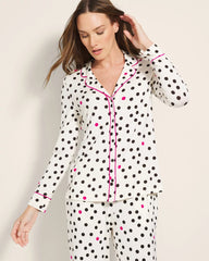 Soma / Long-Sleeve Printed Notch Collar Pajama Top FANCIFUL DOT CHAMPAGNE