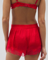 Soma / Lace Trim Pajama Shorts DARE ME RED