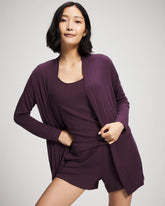 Soma / Lightweight Rib Knit Long Sleeve Wrap PLUM PERFECT