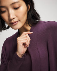 Soma / Lightweight Rib Knit Long Sleeve Wrap PLUM PERFECT