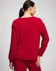 Soma / Cozy Waffle Long Sleeve V-Neck Pajama Top PAINT THE TOWN RED