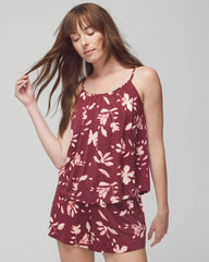 Soma / Shirred Neck Pajama Cami BUDDING ROMANCE VERMILL