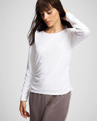 Soma / Ruched Long Sleeve Pajama Tee OPTIC WHITE
