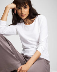 Soma / Ruched Long Sleeve Pajama Tee OPTIC WHITE