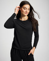 Soma / Ruched Long Sleeve Pajama Tee BLACK