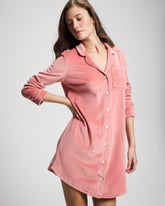 Soma / Long-Sleeve Notch Collar Sleepshirt ANTIQUE PINK
