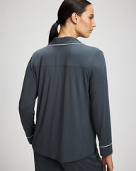 Soma / Long-Sleeve Notch Collar Pajama Top PETROL