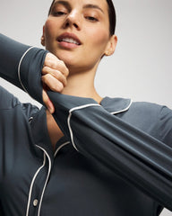 Soma / Long-Sleeve Notch Collar Pajama Top PETROL