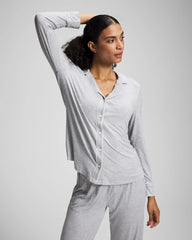 Soma / Long-Sleeve Notch Collar Pajama Top HEATHER OPAL GRAY