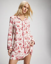 Soma / Piped Long-Sleeve Sleepshirt ENCHANTED TOILE CHAMPAGNE
