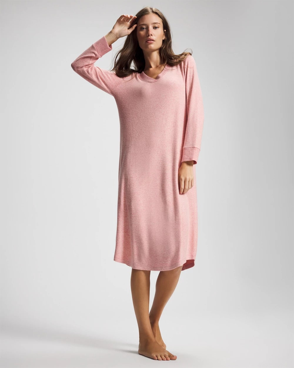 Soma / Long Sleeve Midi Sleepshirt CAMEO PINK/DUSTY ROSE