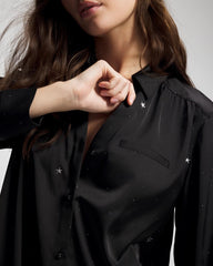 Soma / Long-Sleeve Sleep Shirt SILVER DEW DROP/BLACK