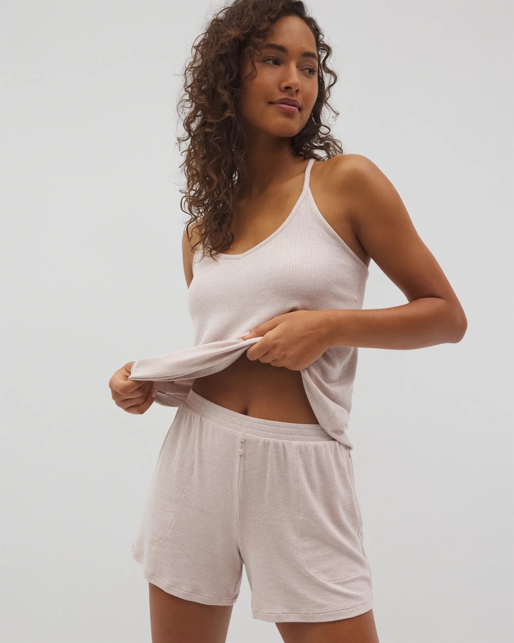 Soma / Lightweight Rib Knit Pajama Shorts HEATHER BARELY THERE
