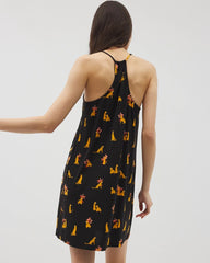 Soma / Strappy Sleepshirt FELINE FUN MID BLK