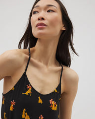 Soma / Strappy Sleepshirt FELINE FUN MID BLK