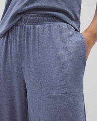 Soma / Lightweight Rib Knit Wide Leg Pajama Pants HEATHER DUSK