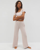 Soma / Lightweight Rib Knit Wide Leg Pajama Pants HEATHER BARELY THERE