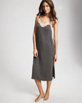 Soma / Lace Trim Chemise CHARCOAL HEATHER W/ SHINE