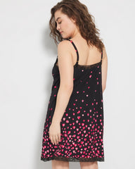 Soma / Lace Trim Chemise FLOATING HEARTS BDR BLK R