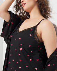 Soma / Lace Trim Chemise FLOATING HEARTS BDR BLK R