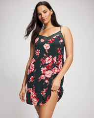 Soma / Mesh Trim Chemise COTTAGE FLORAL GREEN