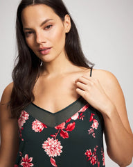 Soma / Mesh Trim Chemise COTTAGE FLORAL GREEN