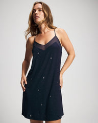 Soma / Mesh Trim Chemise SILVER DEW DROP/NAVY