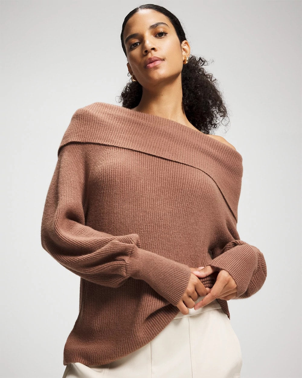 Soma / Premier Knit off the Shoulder Sweater CARDAMOM