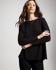 Soma / Ultra Soft Fleece Dolman Top BLACK