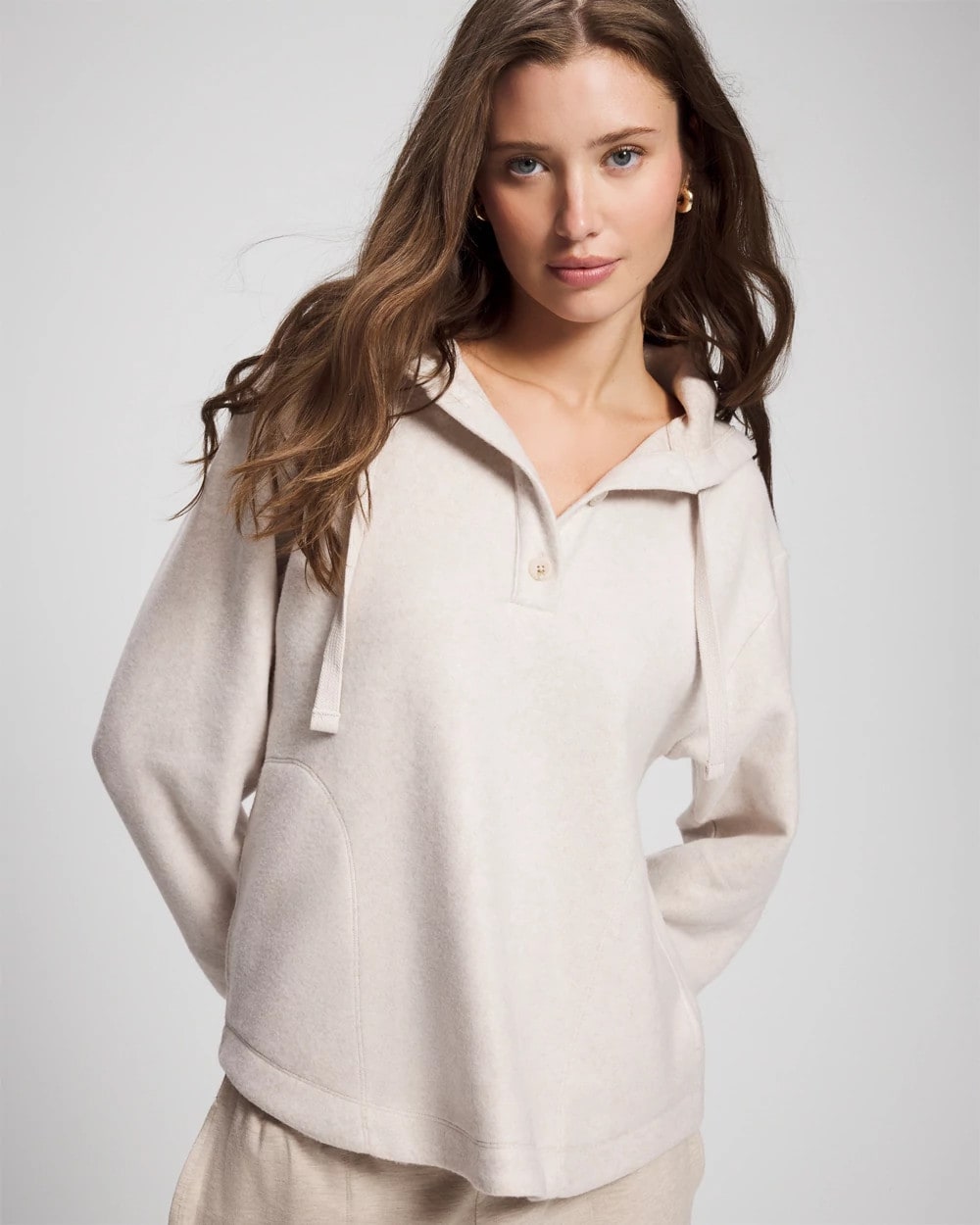 Soma / Cloud Fleece Oversized Hooded Sweater HEATHER SHELL