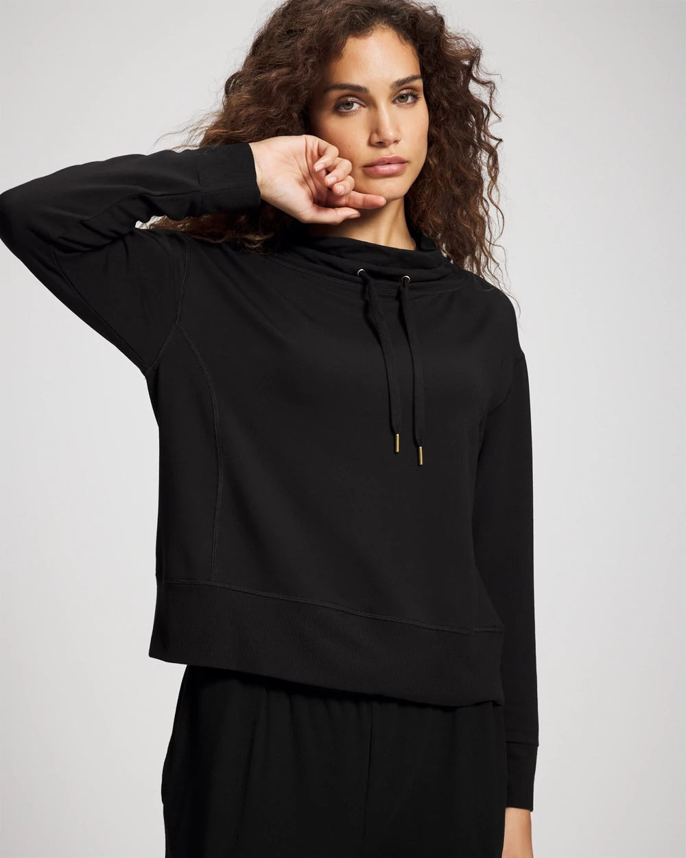 Soma / Ultrasoft Fleece Relaxed Funnel Neck Sweatshirt BLACK