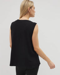Soma / Rib Knit Sleeveless Top BLACK