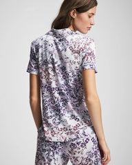 Soma / Piped Short Sleeve Notch Collar Pajama Top LACE HARMONY LILAC