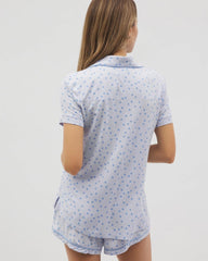 Soma / Piped Short Sleeve Notch Collar Pajama Top MERRY DOT OCEAN AIR