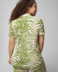 Soma / Piped Short Sleeve Notch Collar Pajama Top INTO THE GROOVE WHITE SMK