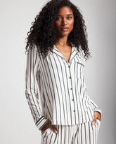 Soma / Long-Sleeve Notch Collar Pajama Top UNWIND STRIPE CHAMPAGNE