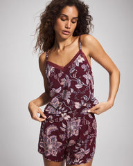 Soma / Lace Trim Pajama Cami PAISLEY SPLENDOR PLUM