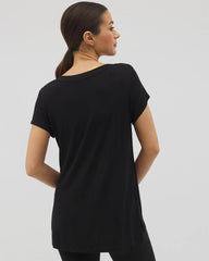 Soma / Rib Knit V-Neck Tee BLACK