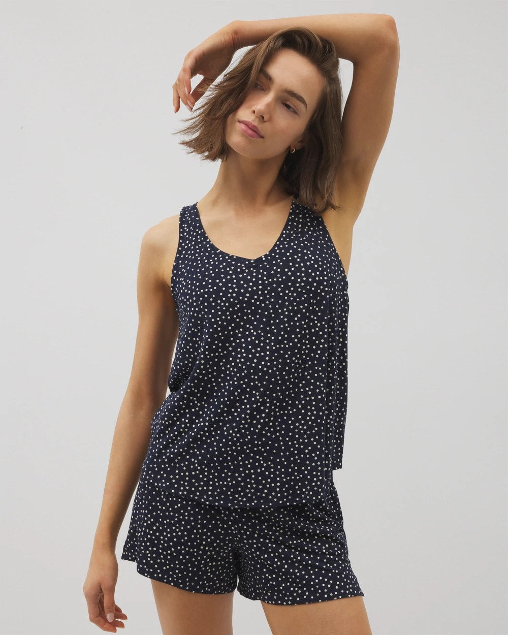 Soma / Printed V-Neck Pajama Tank DOT OBSESSED NAVY