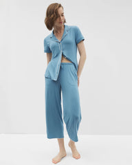 Soma / Solid Piped Crop Pajama Pant BLUE HEAVEN