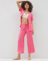 Soma / Solid Piped Crop Pajama Pant CAMELLIA ROSE