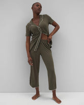 Soma / Solid Piped Crop Pajama Pant GRAPE LEAF