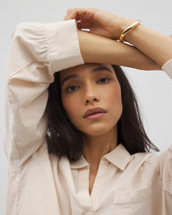 Soma / Beach Cotton Long Sleeve Button-Up PALE SAND STRIPE