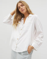 Soma / Beach Cotton Long Sleeve Button-Up OPTIC WHITE