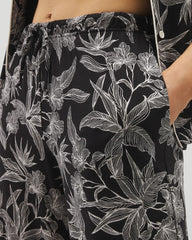 Soma / Printed Pajama Pants PLUMERIA BLOOMS BLK CH