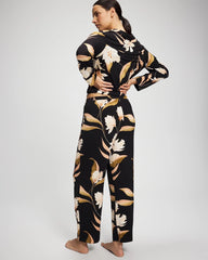 Soma / Satin Trim Pajama Pant MYSTIC BLOOMS BLACK MID