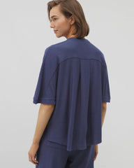 Soma / Crinkle Knit Relaxed Button-Up Top LUNAR TIDE